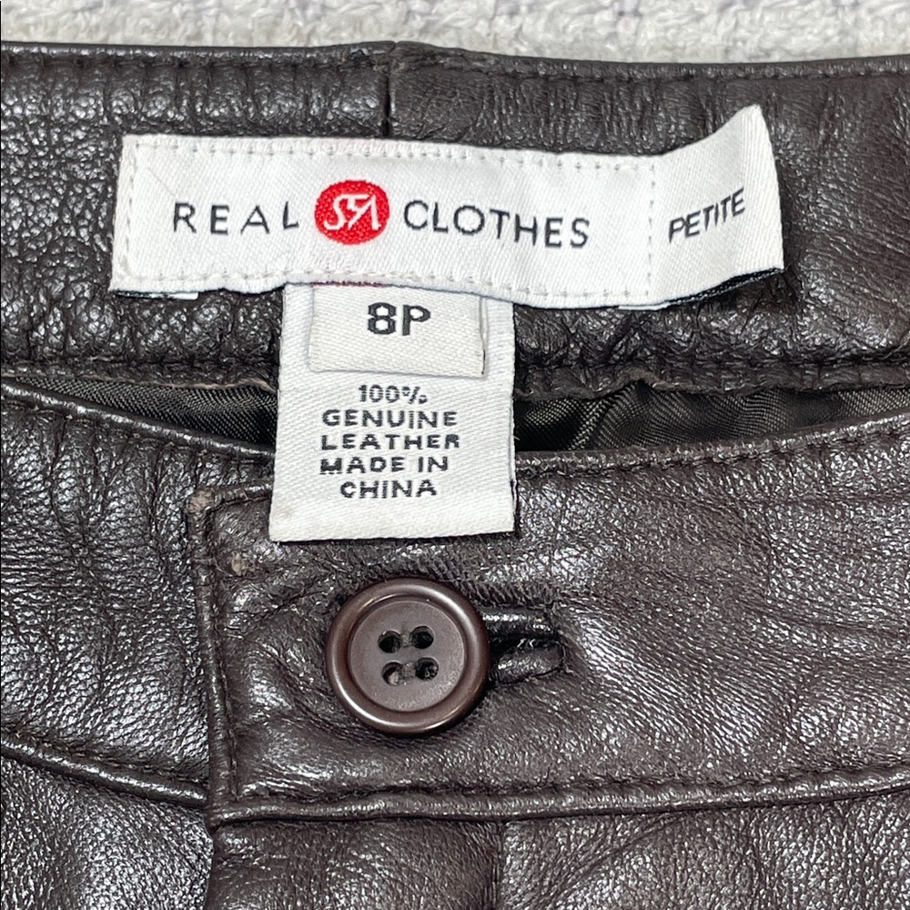 Gorgeous Brown Leather Pants Pockets Lined Vintage Size 8 Petite Real Clothes - Picture 8 of 16